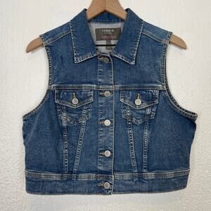 Torrid Denim Vintage Stretch Crop Denim Jean Vest Size 00 M/L NWT